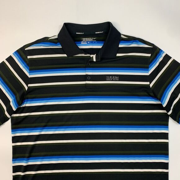 Nike Golf Shirt Mens Extra Large Black Mobility Stripe Dri Fit Tour Performance - Picture 3 of 11